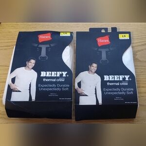 Hanes Beefy Thermal Crew in White